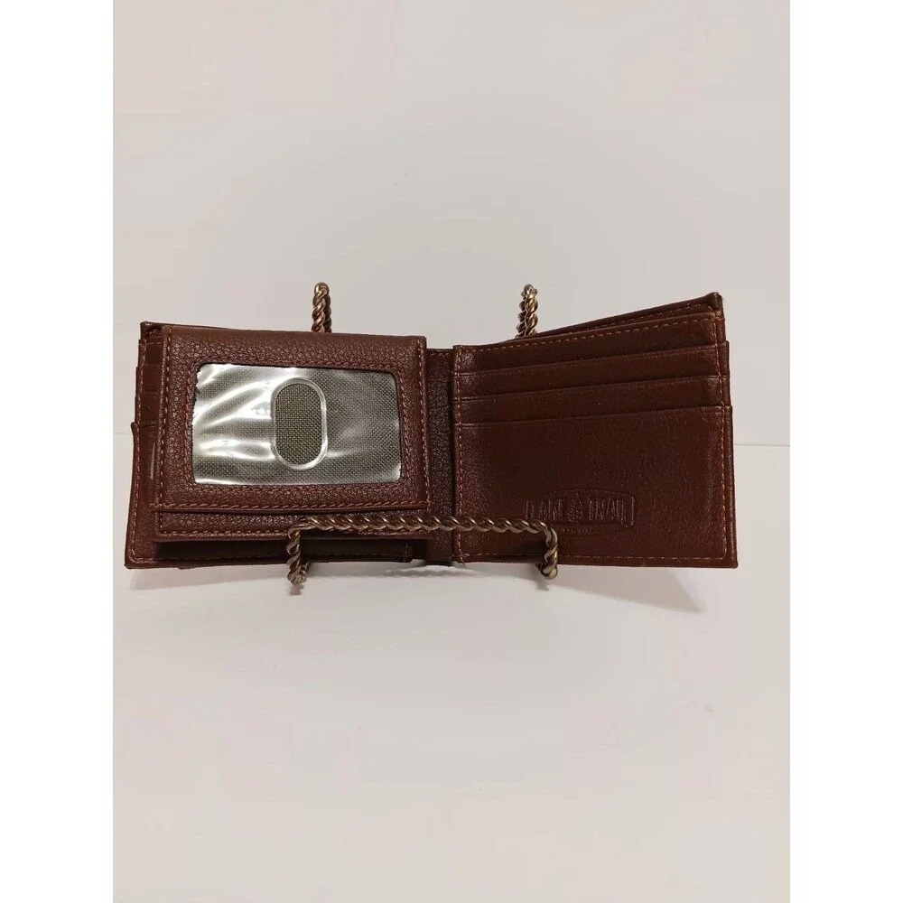 Lake & Trail Green Canvas / Brown Leather Bi-fold Men's Wallet 4.25
